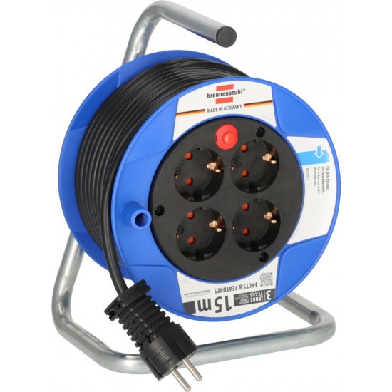 Brennenstuhl Garant Compact Μπαλαντέζα 4 Θέσεων με Καλώδιο 15m/ H05VV-F/ 3G1,5 Black (1079180004)