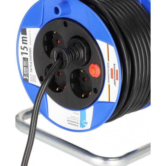 Brennenstuhl Garant Compact Μπαλαντέζα 4 Θέσεων με Καλώδιο 15m/ H05VV-F/ 3G1,5 Black (1079180004)