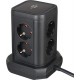 Brennenstuhl Tower Πολύπριζο 8 Θέσεων με Διακόπτη, 4 Θύρες USB και Καλώδιο 2m/ H05VV-F/ 3G1,5 Black (1153560000)