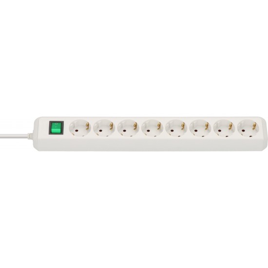 Brennenstuhl Eco-Line Πολύπριζο Ασφαλείας 8 Θέσεων με Διακόπτη και Καλώδιο 3m/ H05VV-F/ 3G1,5 White (1159320018)