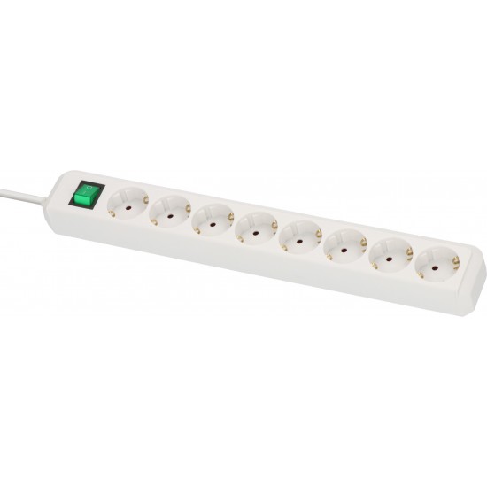 Brennenstuhl Eco-Line Πολύπριζο Ασφαλείας 8 Θέσεων με Διακόπτη και Καλώδιο 3m/ H05VV-F/ 3G1,5 White (1159320018)