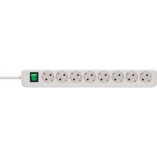Brennenstuhl Eco-Line Πολύπριζο Ασφαλείας 8 Θέσεων με Διακόπτη και Καλώδιο 3m/ H05VV-F/ 3G1,5 White (1159320018)