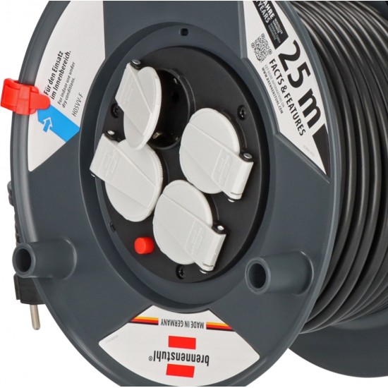 Brennenstuhl Garant E Μπαλαντέζα 4 Θέσεων με Καλώδιο 25m/ H05VV-F/ 3G1,5 Black (1215056)