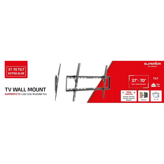 Superior Επιτοίχια Βάση Τηλεόρασης Tilt Extra Slim 37"-70" (SUPSTV015)