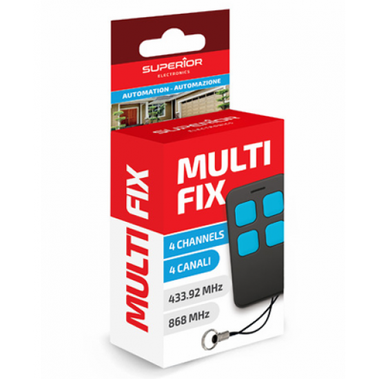 Superior Τηλεχειριστήριο Γκαραζόπορτας Multi-Fix με 4 Κανάλια, Προγραμματιζόμενα Ανεξάρτητα σε Συχνότητες 433,92-868,35 MHz (SUPRF007)