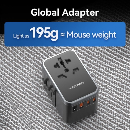 VENTION 4-Port USB (C+C+A+A) GaN Universal Travel Adapter (65W/65W/60W/5W) EU Black (FJFB0)