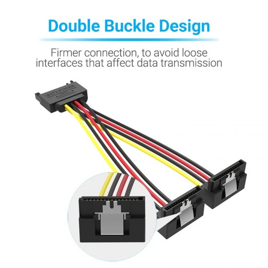 VENTION SATA 15-Pin Male to 2*15-Pin 90° Female Power Splitter 0.15M Black (KDBBB)