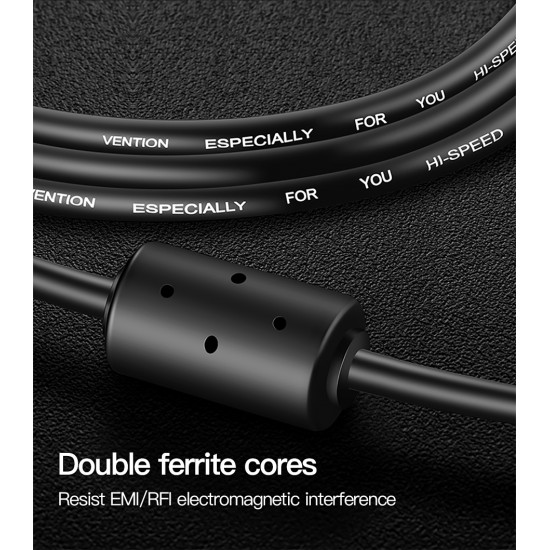VENTION USB 2.0 A Male to B Male Print Cable with 2*Ferrite Core 5M Black (VAS-A16-B500)