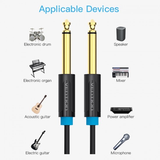 VENTION 6.5mm Male to Male Audio Cable 10M Black (BAABL)