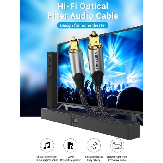 VENTION Optical Fiber Audio Cable 1.5M Black Aluminum Alloy Type (BAVHG)