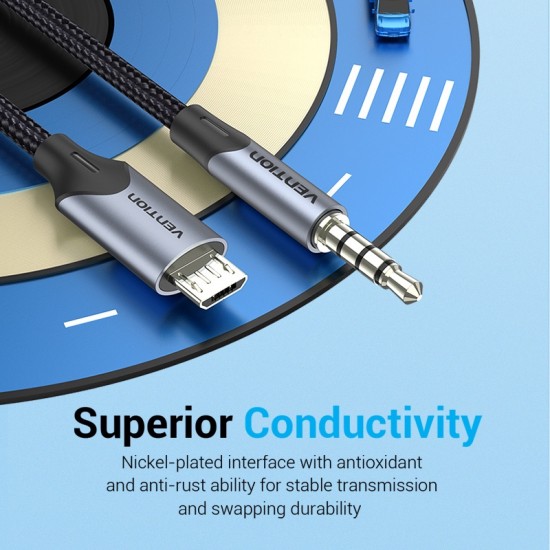 VENTION Micro USB Male to TRRS 3.5mm Male Audio Cable 2M Black (BDGBH)