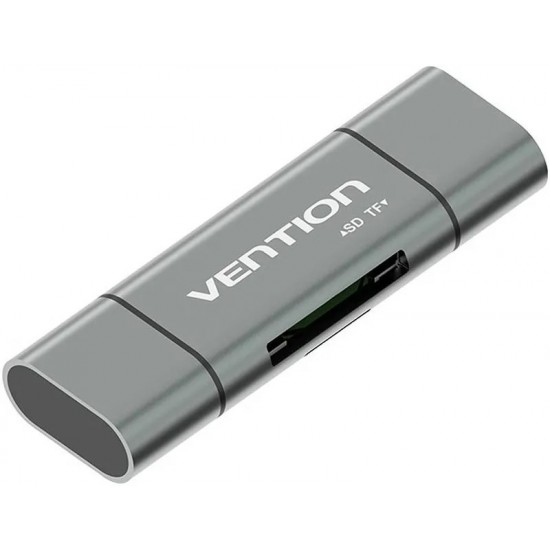 VENTION USB 3.0 A / Type-C / Micro USB Multi-Function Card Reader (SD+TF) Gray Metal Type (CCHH0)