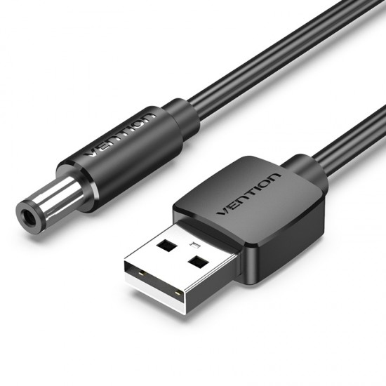 VENTION USB to DC 5.5mm Barrel Jack Power Cable 1.5M Black Tuning Fork Type (CEYBG)