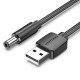 VENTION USB to DC 5.5mm Barrel Jack Power Cable 1.5M Black Tuning Fork Type (CEYBG)