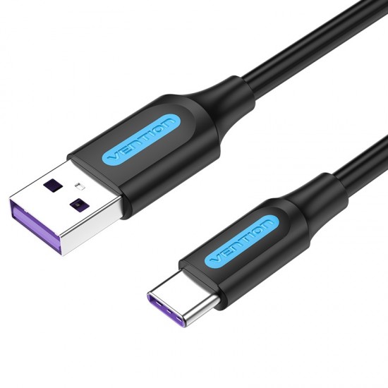 VENTION USB 2.0 A Male to Type-C Male 5A Cable 3M Black PVC Type (CORBI)