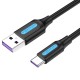VENTION USB 2.0 A Male to Type-C Male 5A Cable 3M Black PVC Type (CORBI)