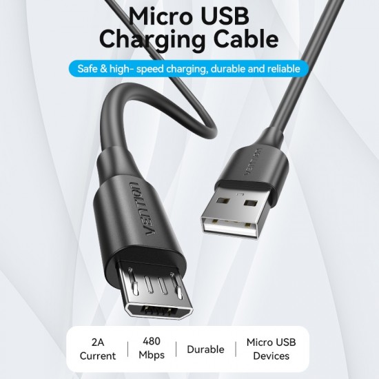 VENTION USB 2.0 A Male to Micro B Male 2A Cable 1M Black (CTIBF)