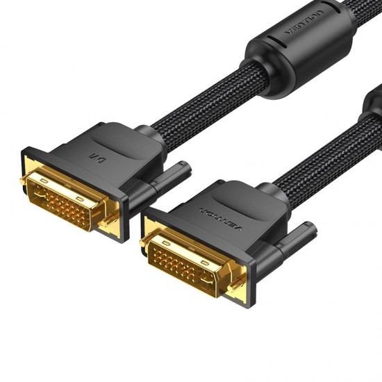 VENTION Cotton Braided DVI-D (24+1) Male to Male Cable 3M Black (EAEBI)