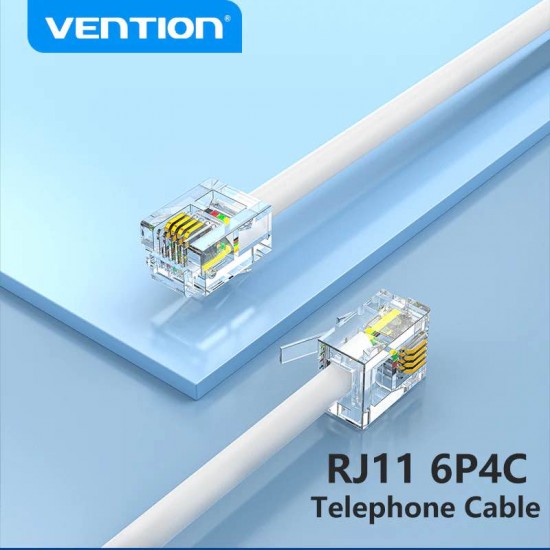 VENTION Flat 4-Core Telephone RJ11 Cable with 6P4C Plug 5M White (IQBWJ)