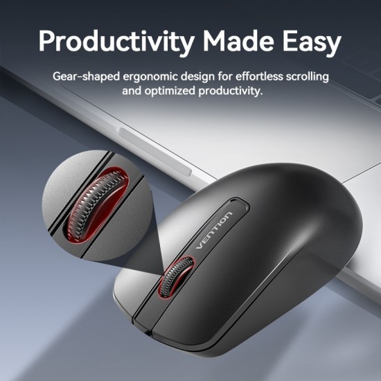 VENTION 3-Button Wireless Computer Mouse with USB Receiver Black (KTBB0)