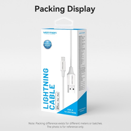 VENTION USB 2.0 A to Lightning 2.4A Cable 2M White MFi-Certified (LAFWH)