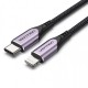 VENTION Nylon Braided Type-C to Lightning 3A Cable 1M Purple Aluminum Alloy Type MFi-Certified (TACVF)