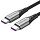 VENTION Nylon Braided Type-C to Type-C 5A/PD 100W Cable 1.5M Gray Aluminum Alloy Type (TAEHG)