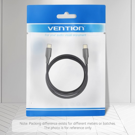 VENTION Nylon Braided Type-C to Type-C 3A Cable 1M Black LED Type (TAUBF)
