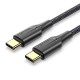 VENTION Nylon Braided Type-C to Type-C 3A Cable 1M Black LED Type (TAUBF)
