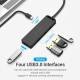 VENTION Type-C to 4-Port USB 3.0 Hub with Power Supply Black 1M ABS Type (TGKBF)