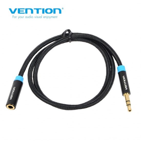 VENTION Cotton Braided 3.5mm Audio Extension Cable 0.5M Black Metal Type (VAB-B06-B050-M)