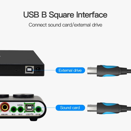 VENTION USB 2.0 A Male to B Male Print Cable with 2*Ferrite Core 5M Black (VAS-A16-B500)