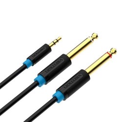VENTION 3.5mm Male to 2*6.5mm Male Audio Cable 5M Black (BACBJ)