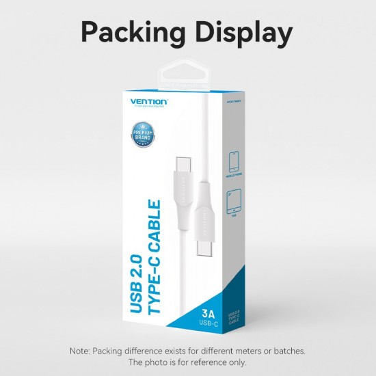 VENTION USB 2.0 Type-C to Type-C 3A Cable 0.5M White (TAXWD)