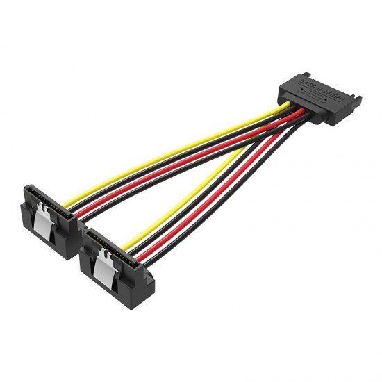 VENTION SATA 15-Pin Male to 2*15-Pin 90° Female Power Splitter 0.15M Black (KDBBB)